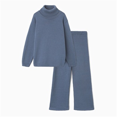 Костюм вязаный детский (Свитер и брюки) MINAKU, цвет синий, рост 128 см