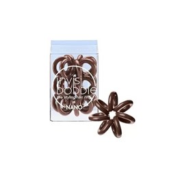 Invisibobble Nano Pretzel Brown - Резинка для волос с подвесом, цвет коричневый, 3 шт