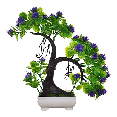 TCV028-01 Искусственное растение Бонсай в горшке, 27х27х9см, цвет фиолетовый