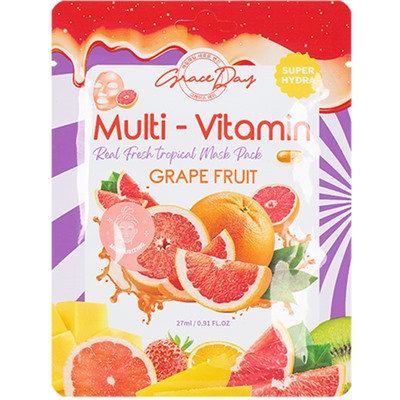 Grace Day Маска-салфетка с грейпфрутом Multi-Vitamin Grape Fruit Mask Pack Grace Day