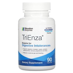 Houston Enzymes, TriEnza, ферменты помогающие при пищевой непереносимости, 90 капсул