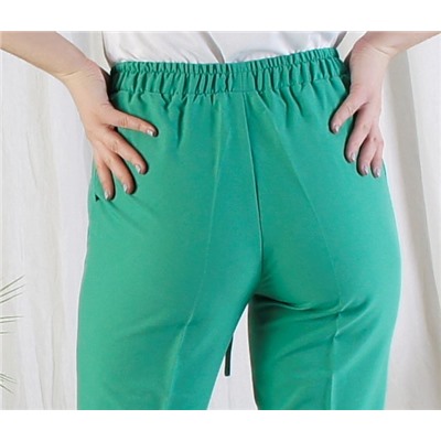 Женские летние брюки Брюки лен зеленые укороченные кулиска