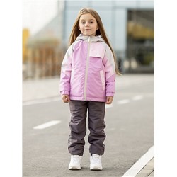 412-22в Куртка (комплект) для девочки "Николь", сиреневый/серый