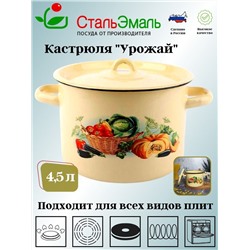 Кастрюля 4.5л 1с17/с крем. Урожай