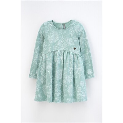 Платье  для девочки  КР 5788/голубой прибой,кружевные цветы к433