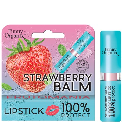 Funny Organix Бальзам для губ STRAWBERRY 100% Protect защитный 3,5 г