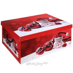 Коробка для хранения елочных игрушек Новогодний сундучок красный 50*39*24 см, картон (Koopman)