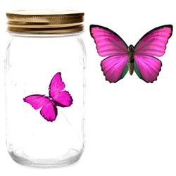 Электронная бабочка в банке Розовый Морфо с подсветкой