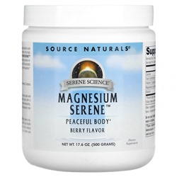 Source Naturals, Magnesium Serene, со вкусом ягод, 17,6 унции (500 г)