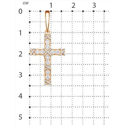Подвеска-крест из золочёного серебра с фианитами и родированием 925 пробы 7-01з