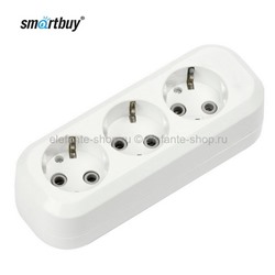 Колодка розеточная  c заземлением SMARTBUY 3 гнезда 16А/3,5кВт White (UM)