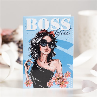 ●Открытка 4 шоколадки "Boss girl (девушка на голубом)"