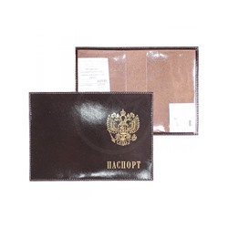 Обложка для паспорта Premier-О-82  (с гербом)  натуральная кожа коричневый темный гладкий (88)  112131