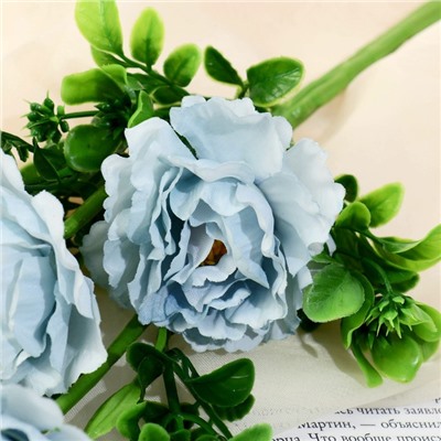 Цветы искусственные "Пион ветка" d-6 см, 36 см, голубой