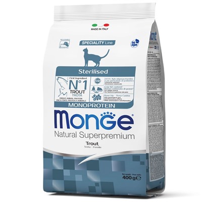 Monge Cat Monoprotein Sterilised корм для стерилизованных кошек с форелью