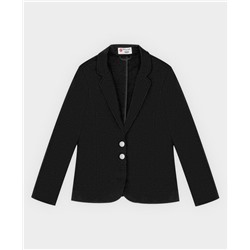 Скидка -50% Пиджак укороченный черный из плотного трикотажа Button Blue