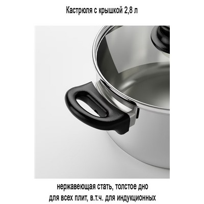 Кастрюля с крышкой ANNONS 2.8 л