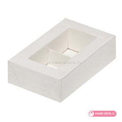 Коробка для 2 конфет с пластиковой крышкой / белая