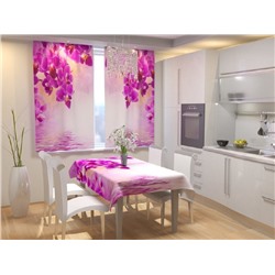 Фотошторы для кухни "Розовые орхидеи" (розовые орхидеи)