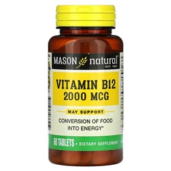 Mason Natural, витамин B12, 2000 мкг, 60 таблеток
