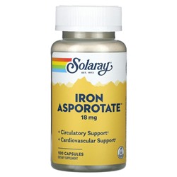 Solaray, Аспоротат железа, 18 мг, 100 капсул