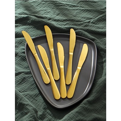 Набор ножей столовых из нержавеющей стали Доляна «Голд», 22 см, 6 шт, цвет золотой