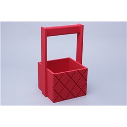 Ящик деревянный с ручкой №6 12,5х12,5х10 h23см Ромбы красный