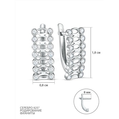 Серьги из серебра с фианитами родированные 3101028591