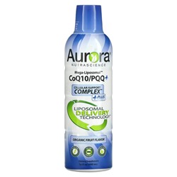 Aurora Nutrascience, Mega-Liposomal CoQ10/PQQ+, коэнзим Q10 и пирролохинолинхинон+, со вкусом органических фруктов, 480 мл (16 жидк. унций)