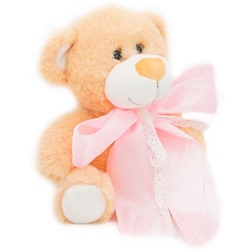 Медвежонок Сильвестр золотой с розовым атласным бантом, 20/25 см с шариками для мелкой моторики 0913120-14 в Самаре