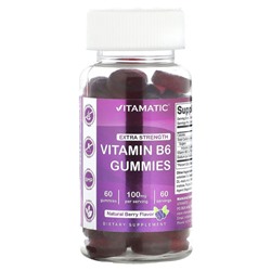 Vitamatic, Витамин B6, повышенная сила действия, ягоды, 50 мг, 60 жевательных таблеток