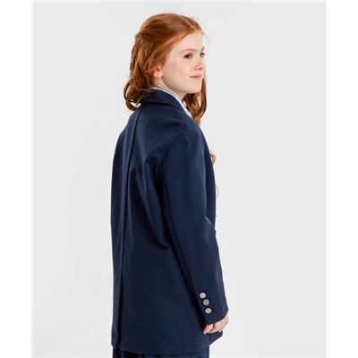 Пиджак оверсайз двубортный с лацканами синий Button Blue