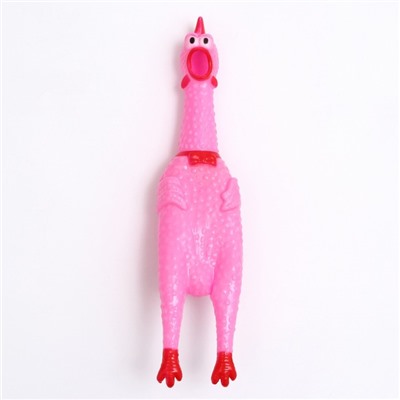 Игрушка пищащая "Задумчивая курица" для собак, 28 см, розовая