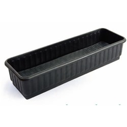 Ящик для цветов 59х19х12см с дренажной решеткой черный (пластик.)