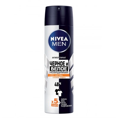 Nivea Deo спрей муж (85388) Невидимый д/черного,бел Extra 150мл