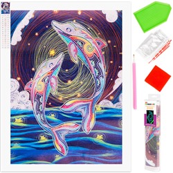 Набор для творчества Картина Стразами на Холсте Светится в Темноте Дельфины 25х35см MA-KN0101-7 в Самаре