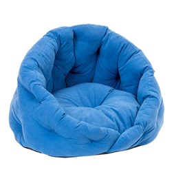Лежанка овальная пухлая "Мечты" №2, с подушкой, бархат, 60 х 48 х 43 см, синяя