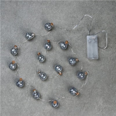 Гирлянда «Нить» 1.6 м с насадками «Шарики с серебристым конфетти», IP20, серебристая нить, 15 LED, свечение белое, ААх2