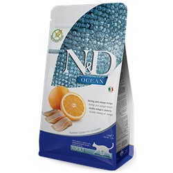 Farmina N&D Ocean беззерновой корм для взрослых кошек, сельдь и апельсин