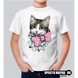 Детская футболка Кошка с бантом