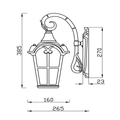 Бра Outdoor O413WL-01BZ, 1х60Вт, 16х38,5х38,5 см, E27, цвет бронза антик