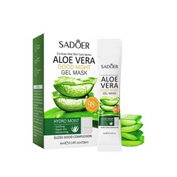 SADOER  Маска - Гель для лица Ночная ALOE VERA Успокаивающая с АЛОЭ  (4мл * 20 саше)  (SD94001)