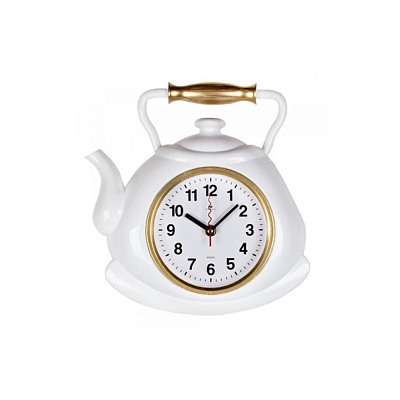Часы настенные чайник 27х28,5 см, корпус белый с золотом "Классика" "Рубин" 3129-002 (10)