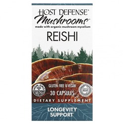 Fungi Perfecti Host Defense, Грибы, рейши, 30 капсул