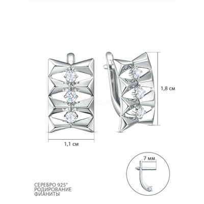 Серьги из серебра с фианитами родированные 3101028498