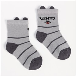 Носки детские, цвет серый, размер 9-10