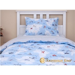 Детское постельное белье Avventura blue 1,5сп., нав 50*70, простыня 220*180см