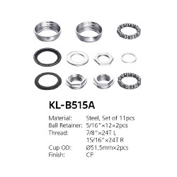 Набор насыпных подшипников и чашек для каретки 51.5мм /Американка/ KL-B515A /-11PCS/SET/ уп100/