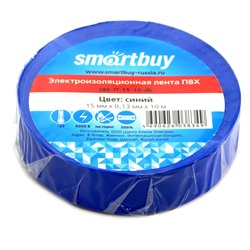 Изолента Smartbuy, 15мм*10м, 130мкм, синяя, инд. у