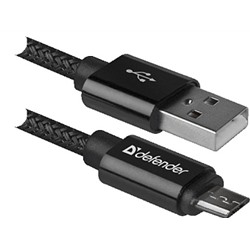 USB кабель USB08-03T PRO USB2.0 AM - micro-USB  1m 2.1A DEFENDER 87802 черный